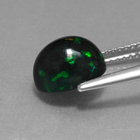 1.58캐럿 천연 멀티컬러 블랙 오팔, 타원형 컷, 9×7 mm, 불투명체