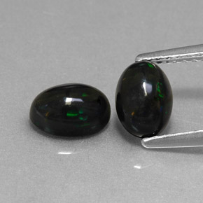 캐럿 천연 멀티컬러 블랙 오팔 보석, 타원형 컷, 7×5.1 mm, 불투명체