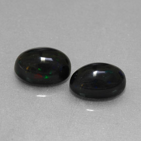캐럿 천연 멀티컬러 블랙 오팔 보석, 타원형 컷, 7×5.1 mm, 불투명체