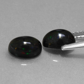 캐럿 천연 멀티컬러 블랙 오팔 보석, 타원형 컷, 7×5.1 mm, 불투명체