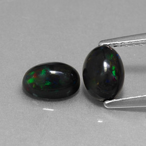 캐럿 천연 멀티컬러 블랙 오팔 보석, 타원형 컷, 7×5.1 mm, 불투명체