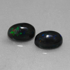 캐럿 천연 멀티컬러 블랙 오팔 보석, 타원형 컷, 7×5.1 mm, 불투명체