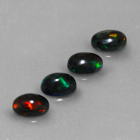 캐럿 천연 멀티컬러 블랙 오팔 보석, 타원형 컷, 6.8×5 mm, 불투명체