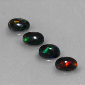 캐럿 천연 멀티컬러 블랙 오팔 보석, 타원형 컷, 6.8×5 mm, 불투명체