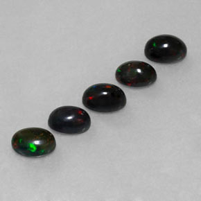 캐럿 천연 멀티컬러 블랙 오팔 보석, 타원형 컷, 6.9×5 mm, 불투명체