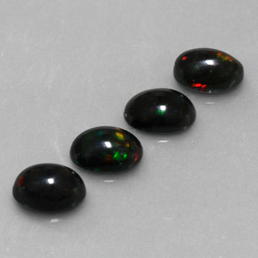 캐럿 천연 멀티컬러 블랙 오팔 보석, 타원형 컷, 7×5.1 mm, 불투명체