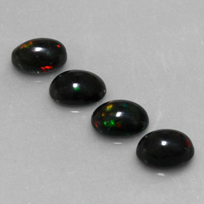캐럿 천연 멀티컬러 블랙 오팔 보석, 타원형 컷, 7×5.1 mm, 불투명체