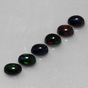 캐럿 천연 멀티컬러 블랙 오팔 보석, 타원형 컷, 6×4 mm, 불투명체