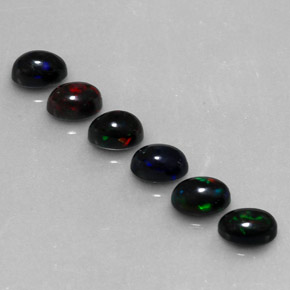 캐럿 천연 멀티컬러 블랙 오팔 보석, 타원형 컷, 6×4 mm, 불투명체