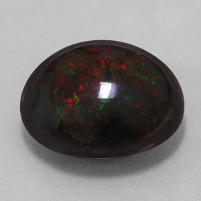17.67캐럿 천연 멀티컬러 블랙 오팔, 타원형 컷, 20.6×18.3 mm, 불투명체