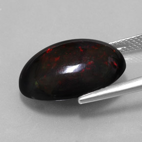 7.87캐럿 천연 멀티컬러 블랙 오팔, 타원형 컷, 17.9×13.4 mm, 불투명체