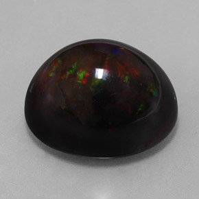 13.63캐럿 천연 멀티컬러 블랙 오팔, 타원형 컷, 17.9×15.2 mm, 불투명체