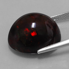 13.63캐럿 천연 멀티컬러 블랙 오팔, 타원형 컷, 17.9×15.2 mm, 불투명체