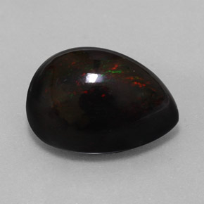 9.42캐럿 천연 멀티컬러 블랙 오팔, 배 모양, 17.4×12.8 mm, 불투명체