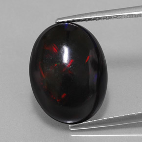 5.63캐럿 천연 멀티컬러 블랙 오팔, 타원형 컷, 16.7×12.6 mm, 불투명체