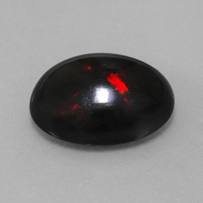 5.63캐럿 천연 멀티컬러 블랙 오팔, 타원형 컷, 16.7×12.6 mm, 불투명체