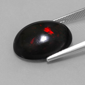5.63캐럿 천연 멀티컬러 블랙 오팔, 타원형 컷, 16.7×12.6 mm, 불투명체