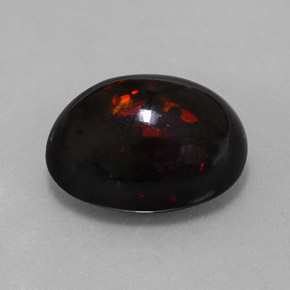 8.11캐럿 천연 멀티컬러 블랙 오팔, 타원형 컷, 16.1×12.1 mm, 불투명체