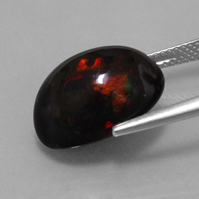 8.11캐럿 천연 멀티컬러 블랙 오팔, 타원형 컷, 16.1×12.1 mm, 불투명체