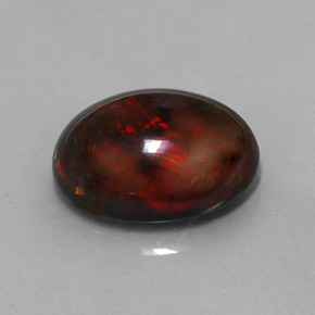 6.26캐럿 천연 멀티컬러 블랙 오팔, 타원형 컷, 15.9×12.3 mm, 불투명체