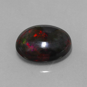 5.81캐럿 천연 멀티컬러 블랙 오팔, 타원형 컷, 15.5×12.6 mm, 불투명체