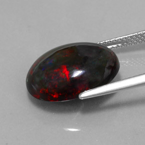 5.81캐럿 천연 멀티컬러 블랙 오팔, 타원형 컷, 15.5×12.6 mm, 불투명체