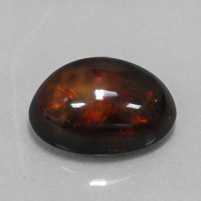 6.02캐럿 천연 멀티컬러 블랙 오팔, 타원형 컷, 15.3×11.4 mm, 불투명체