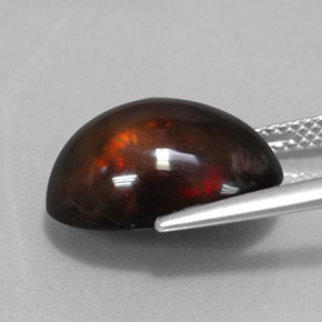 6.02캐럿 천연 멀티컬러 블랙 오팔, 타원형 컷, 15.3×11.4 mm, 불투명체