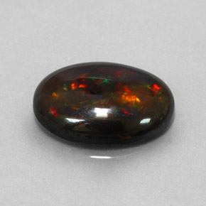 3.17캐럿 천연 멀티컬러 블랙 오팔, 타원형 컷, 14.6×11.5 mm, 불투명체