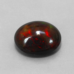 4.31캐럿 천연 멀티컬러 블랙 오팔, 타원형 컷, 13.4×11 mm, 불투명체