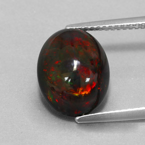 3.73캐럿 천연 멀티컬러 블랙 오팔, 타원형 컷, 13×10.1 mm, 불투명체