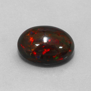 3.73캐럿 천연 멀티컬러 블랙 오팔, 타원형 컷, 13×10.1 mm, 불투명체