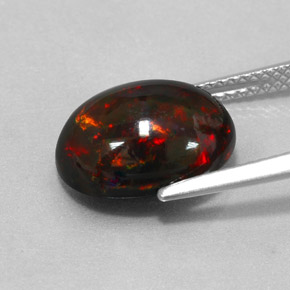 3.73캐럿 천연 멀티컬러 블랙 오팔, 타원형 컷, 13×10.1 mm, 불투명체
