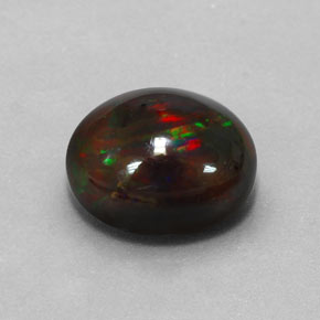 3.84캐럿 천연 멀티컬러 블랙 오팔, 타원형 컷, 12.2×10.1 mm, 불투명체