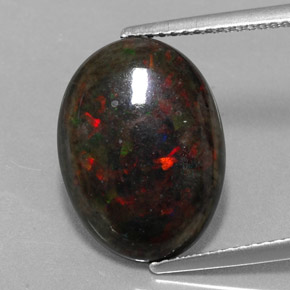 3.60캐럿 천연 멀티컬러 블랙 오팔, 타원형 컷, 16.3×12 mm, 불투명체