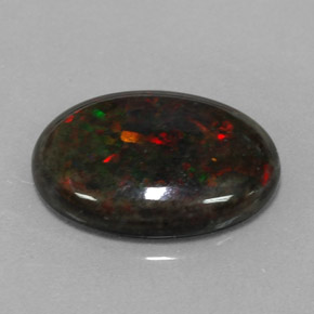 3.60캐럿 천연 멀티컬러 블랙 오팔, 타원형 컷, 16.3×12 mm, 불투명체