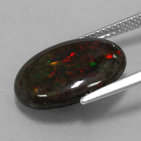 3.60캐럿 천연 멀티컬러 블랙 오팔, 타원형 컷, 16.3×12 mm, 불투명체