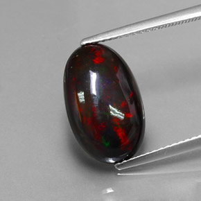 3.80캐럿 천연 멀티컬러 블랙 오팔, 타원형 컷, 15.2×9.5 mm, 불투명체