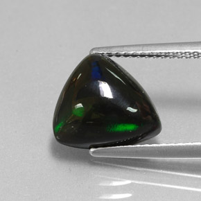 2.56캐럿 천연 멀티컬러 블랙 오팔, 트릴리언, 11×10.5 mm, 불투명체