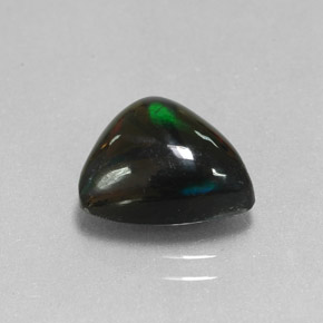 2.56캐럿 천연 멀티컬러 블랙 오팔, 트릴리언, 11×10.5 mm, 불투명체