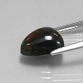 2.56캐럿 천연 멀티컬러 블랙 오팔, 트릴리언, 11×10.5 mm, 불투명체