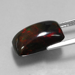 5.58캐럿 천연 멀티컬러 블랙 오팔, 바게트, 15×9.9 mm, 불투명체