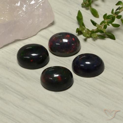 5.81캐럿 천연 검붉은색 블랙 오팔 보석, 타원형 컷, 9.1×7.1 mm, 투명한