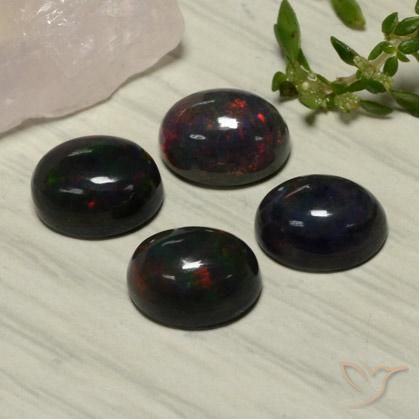 5.81캐럿 천연 검붉은색 블랙 오팔 보석, 타원형 컷, 9.1×7.1 mm, 투명한