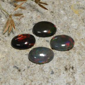 3.25캐럿 천연 멀티컬러 블랙 오팔 보석, 타원형 컷, 8.8×7 mm, 투명한