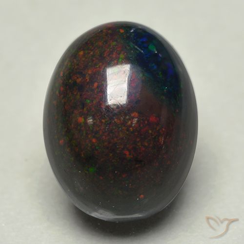0.74캐럿 천연 멀티컬러 블랙 오팔, 타원형 컷, 8×6.1 mm, 불투명체