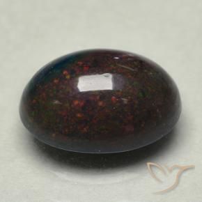 0.74캐럿 천연 멀티컬러 블랙 오팔, 타원형 컷, 8×6.1 mm, 불투명체