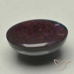 0.74캐럿 천연 멀티컬러 블랙 오팔, 타원형 컷, 8×6.1 mm, 불투명체