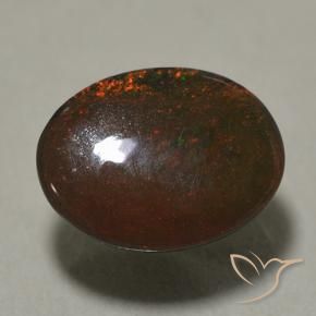0.89캐럿 천연 멀티컬러 블랙 오팔, 타원형 컷, 8×6.1 mm, 불투명체
