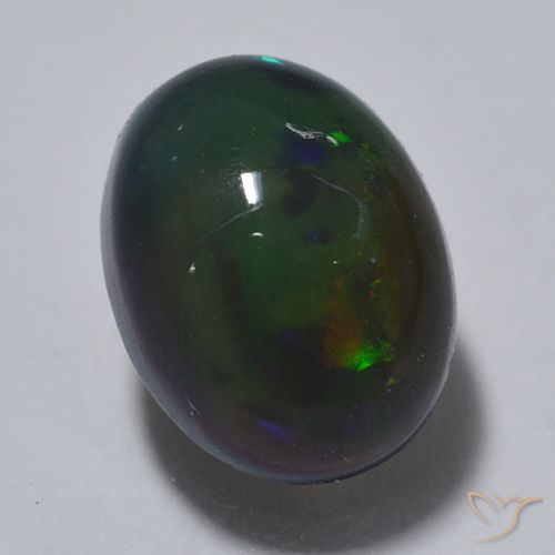 0.79ct 자연스러운 다색 블랙 오팔, 타원형, 투명한
